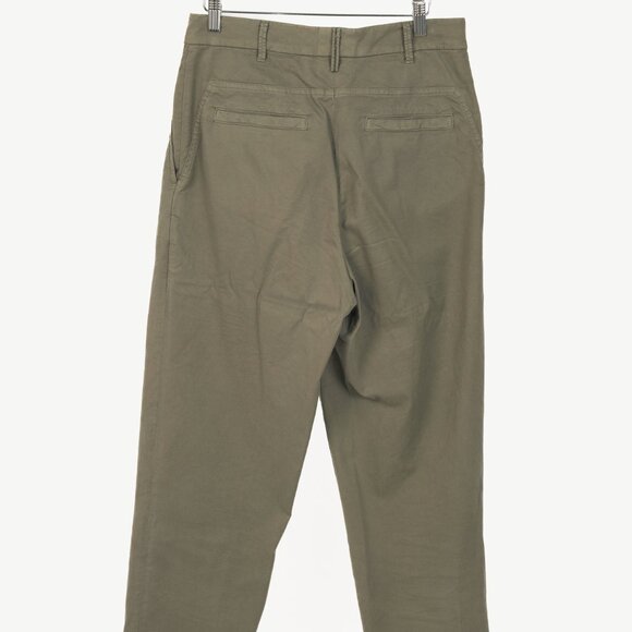 Brunello Cucinelli AW/22 Green Cotton Monili-Beaded Pleated Tapered Pants - Picture 2 of 13